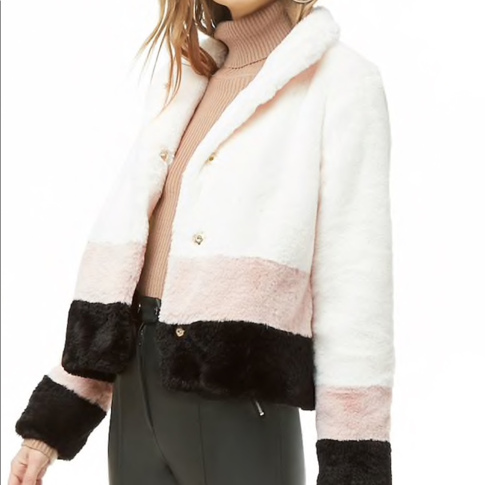 Colorblock Faux Fur Jacket
